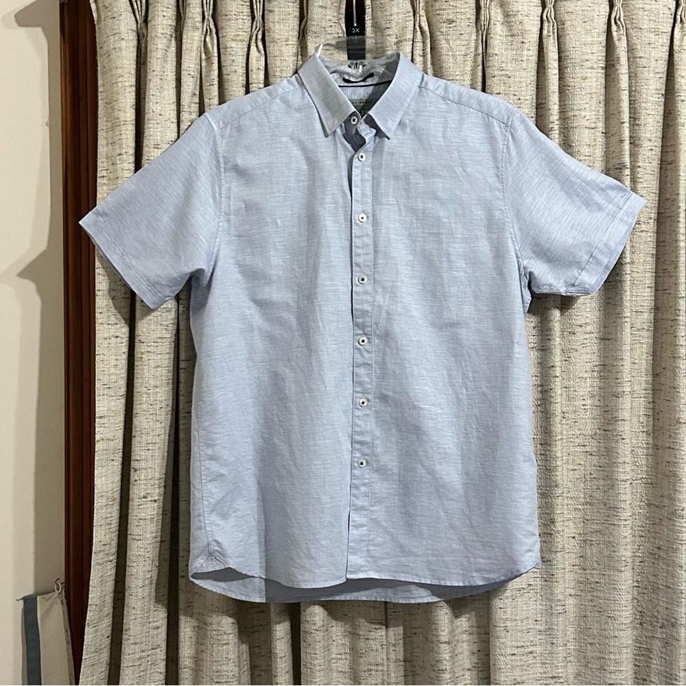 Ted Baker London Linen & Cotton Button Up Short Sleeve Shirt